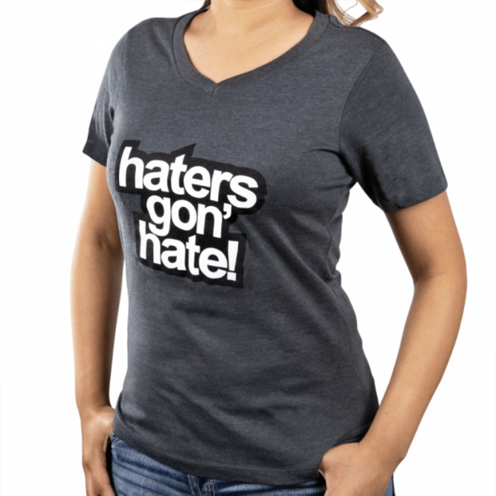 Skunk2 Haters Gon' Hate Ladies V-Neck T-Shirt Grey LG