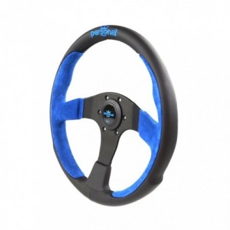 Personal Pole Position Suede Leather Steering Wheel Blue - 350mm