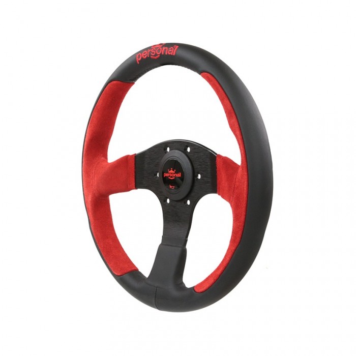 Personal Pole Position Suede Leather Steering Wheel Red - 330mm